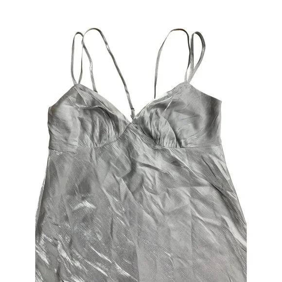 Wild Fable Gray Iridescent Satin Maxi Dress Adjustable Spaghetti Strap Small - Picture 7 of 12
